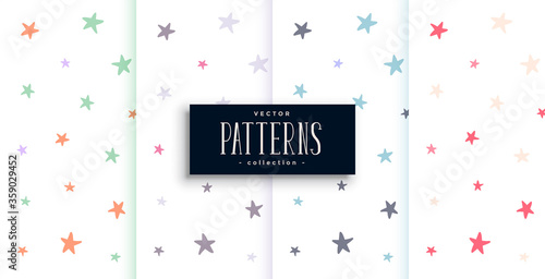 white background with colorful stars pattern set