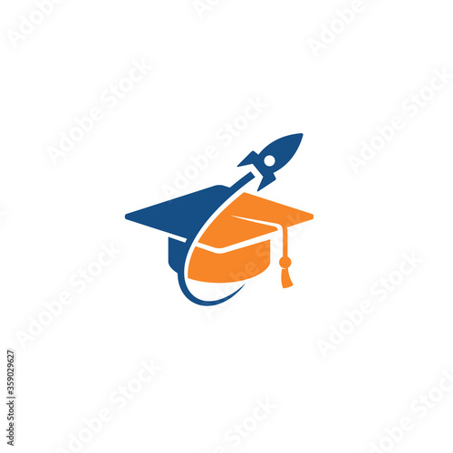 Graduate Hat and Rocket logo / icon design