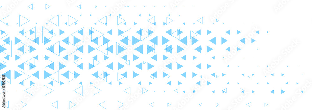 abstract white banner with blue triangle shapes design