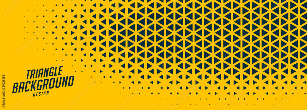 abstract yellow wide banner with triangle shapes