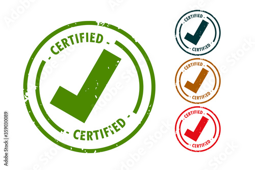 certified checkmark tick rubber stamp set design