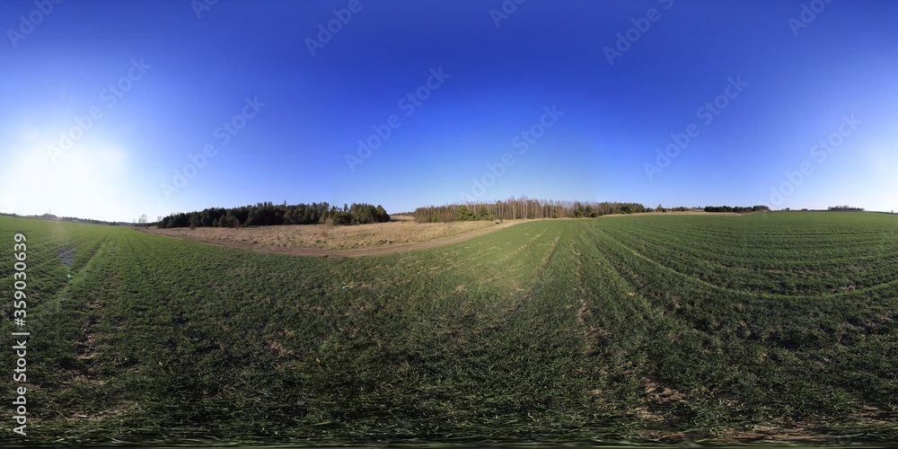 Obraz premium Meadow Spring Landscape HDRI Panorama