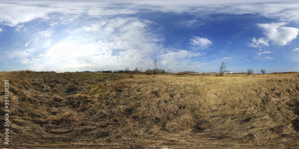 Fototapeta premium Meadow Spring Landscape HDRI Panorama
