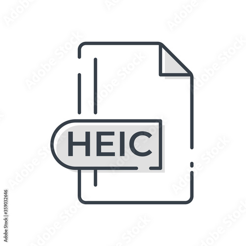 HEIC File Format Icon. HEIC extension line icon.