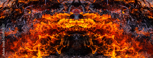 Fiery face. God of fire. An evil demonic spirit. photo