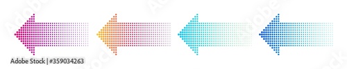Dotted arrow gradient design. Vector isolated elements. Arrow halftone effect. photo