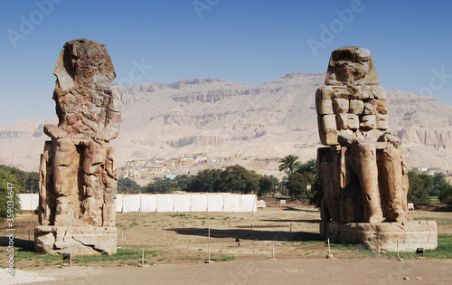 Colossus of Memnon in Luxor. Big statues near the Valley of Kings. Egypt