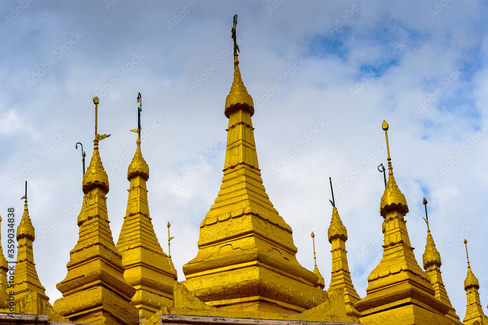 Naklejka premium It's Thambuddhe Pagoda Complex (Sambuddhe), one of the famous pagodas in Monywa of Sagaing Region.