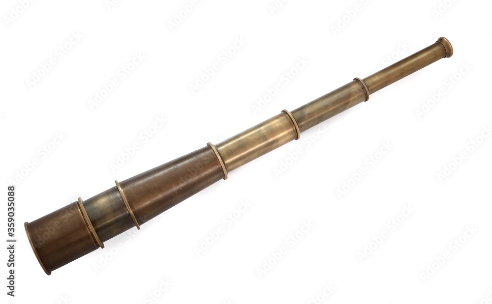 old telescope isolated on white background old telescope isolated on white background