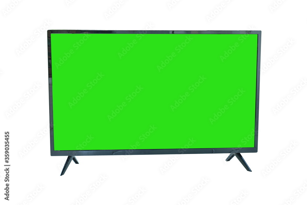 digital television with green screen on white background digital television with green screen on white background