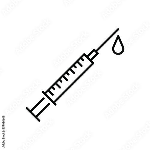 Medical syringe vector icon. Injection, vaccination symbol. 