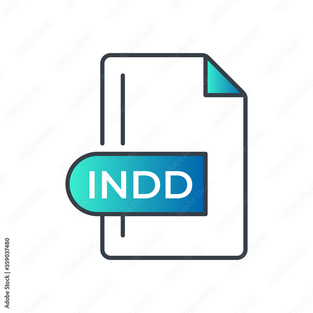 INDD Icon. INDD File Format extension gradiant icon. INDD Icon. INDD File Format extension gradiant icon.
