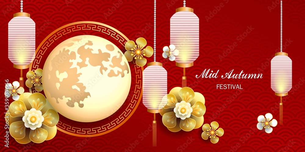 Naklejka premium Happy Mid-Autumn Festival / Chinese festival / Vector illustration