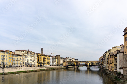 Ponte Vecchio the famous Arch bridge in Florence on Arno river  Tuscany  Italy