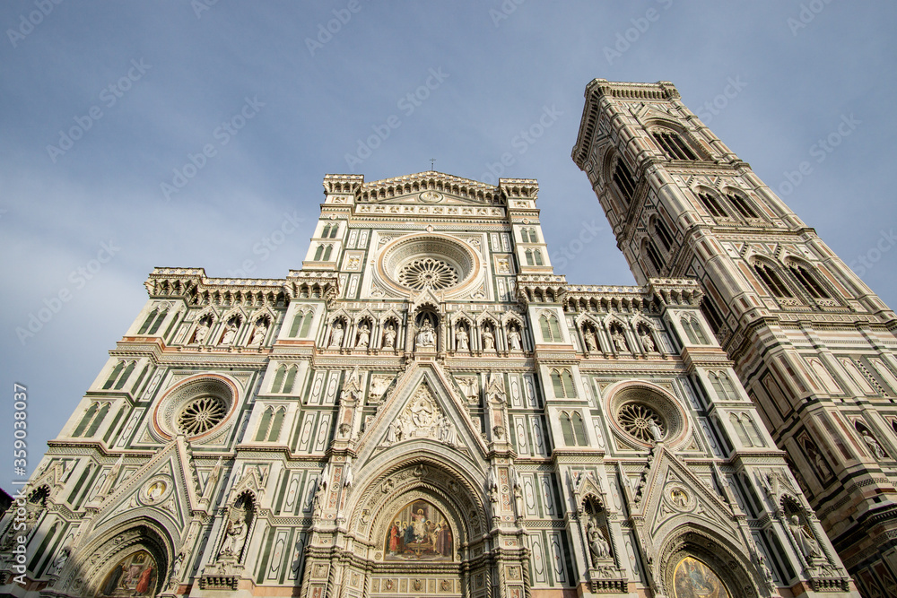 Fototapeta premium Cathedral of Saint Mary of the Flower, called Cattedrale di Santa Maria del Fiore in Florence Tuscany. Also known Cathedral of Florence or Duomo Di Firenze.