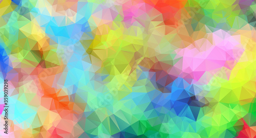 Abstract multi colored polygon, low polygon background. Transfusion of color. All the colors of the rainbow. Multicolor.Low poly style. Geometric Pattern.