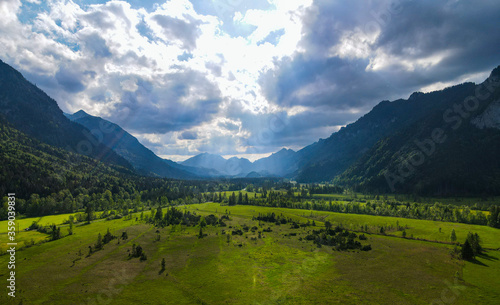 Amazing nature of Bavaria in the Allgau district of the German Alps - aerial view © 4kclips