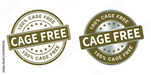 Cage free vector grunge stamp and silver label