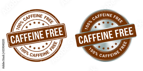 caffeine free vector grunge stamp and silver label