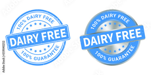 dairy free vector grunge stamp and silver label