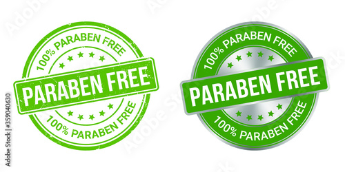 grunge stamp and silver label paraben free vector illustration