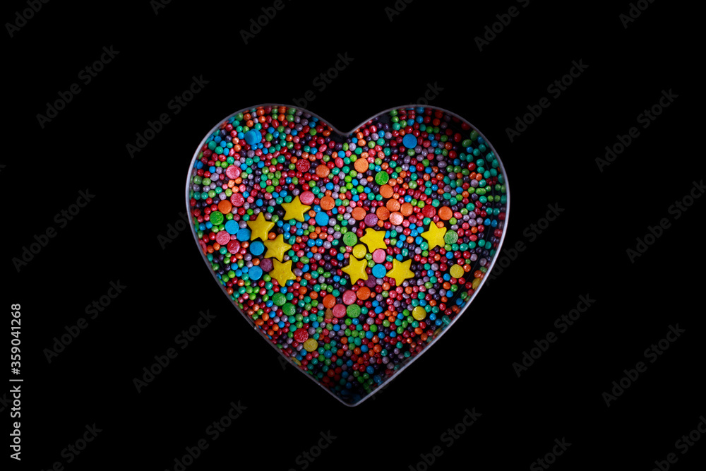 Decorative sprinkled heart shape Decorative sprinkled heart shape