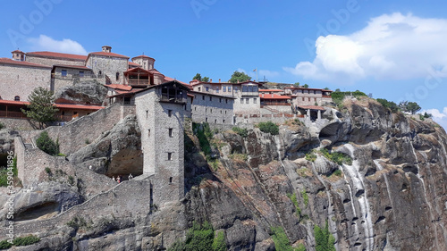 Obraz na płótnie Holy Monastery of Great Meteoron, Greece, summer 2019. It is located in Meteora where the monasteries are on top of gigantic rocks. Greece's famous tourist destination with picturesque landscapes w salonie
