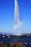 rainbow over geneva fountain