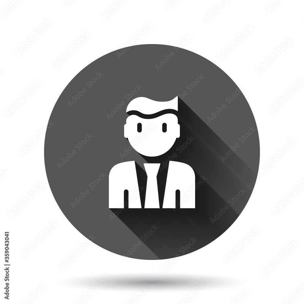 People communication icon in flat style. People vector illustration on black round background with long shadow effect. Partnership circle button business concept. People communication icon in flat style. People vector illustration on black round background with long shadow effect. Partnership circle button business concept.