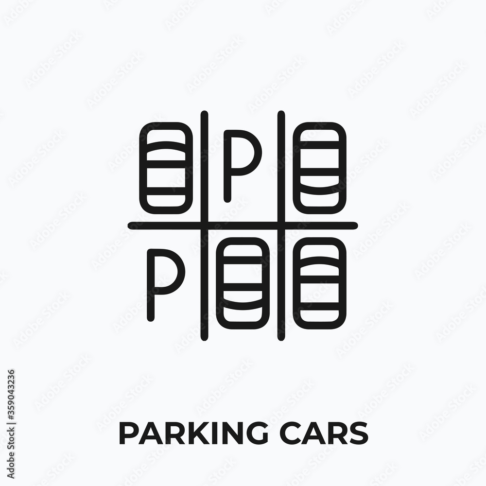 parking cars icon. parking cars vector symbol. Linear style sign for mobile concept and web design. parking cars symbol illustration. Pixel vector graphics - Vector	