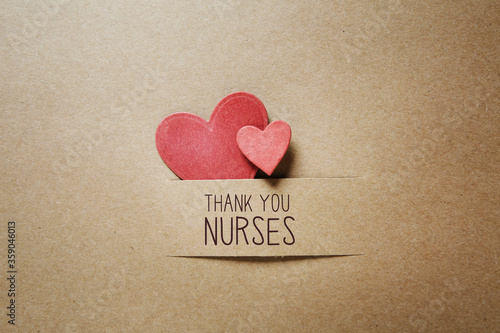 Thank You Nurses message with handmade small paper hearts