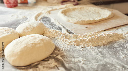 making a pizza, preparation of dough, clear and clean shot