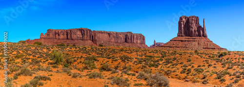Elephant Butte and West Mitten Butte , Monument Valley tribal park in springtime