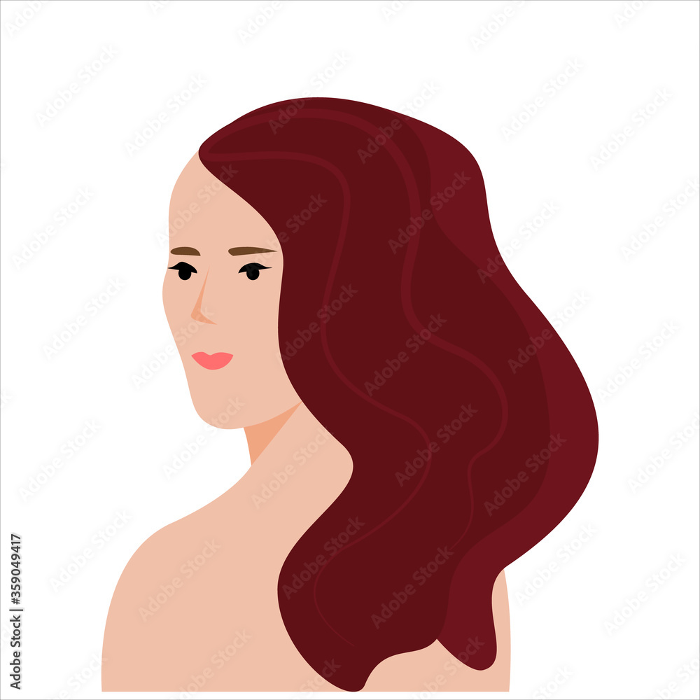 
Banner of a beautiful cartoon girl with luxurious hair and beautiful skin. Flat vector illustration concept of a healthy and beautiful woman. Advertising design. hair care.