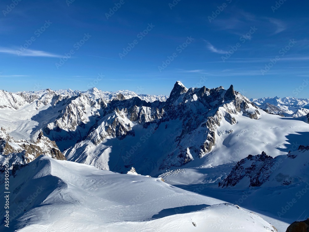 winter mountain landscape of Chamonix, France