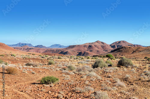 Landscape of Damaraland in Namibia which is one of the driest, most desolate regions in all of Africa.