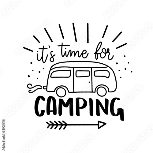 Hand drawn Travel, Camping and Adventure phrases. Camping and adventure hand sketched typography design. Handwritten lettering.