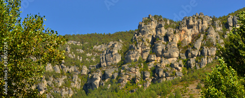 Architecture de roches naturelle des gorges du Tarn, Aveyron en Occitanie, France photo