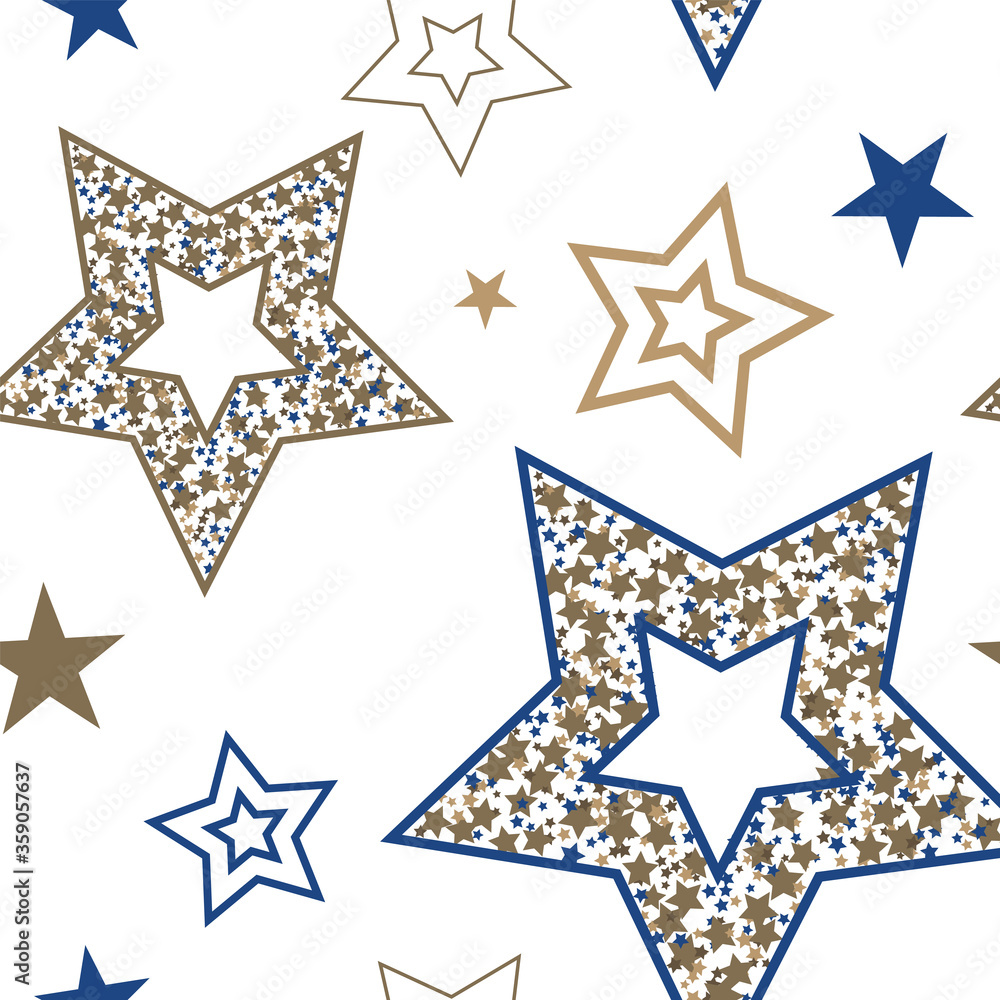 Stars seamless pattern. Design for fabric, wrapping paper, background, wallpaper. Vector. Stars seamless pattern. Design for fabric, wrapping paper, background, wallpaper. Vector.