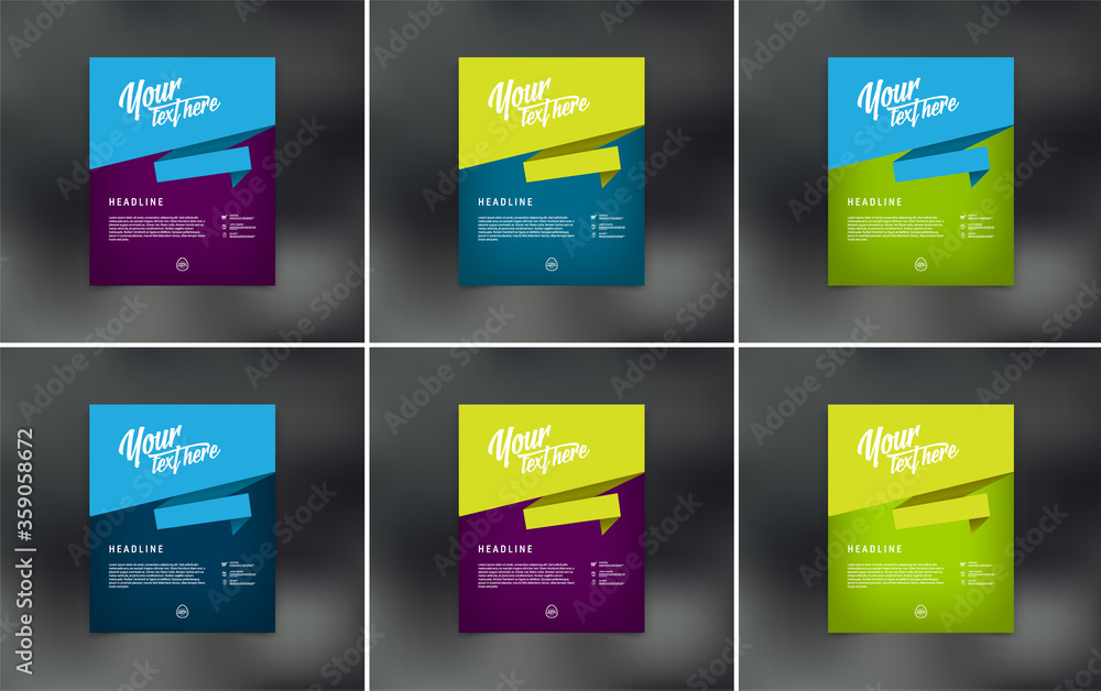 Fototapeta premium Vector brochure or booklet cover design template, flyer, leaflet, with origami speech bubble header
