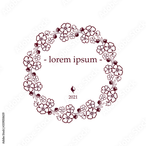 Flower pattern on a white background. Vector image of flowers, buds and leaves. You can use it to print business cards, postcards, price tags, booklets, and invitations. Isolated and editable.