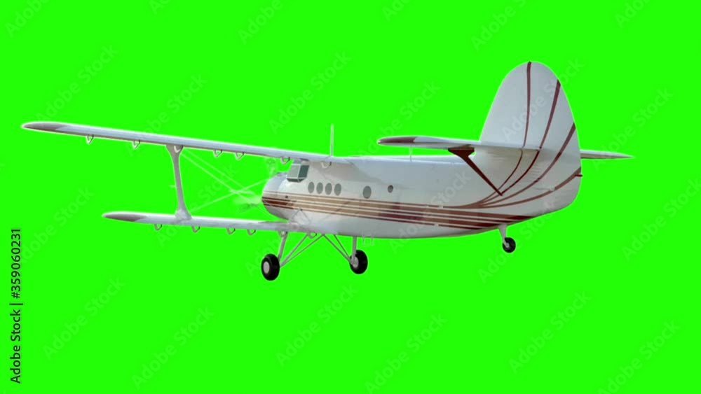 The antonov An-2 bi-plane. Old white plane. Realistic physics animation ...