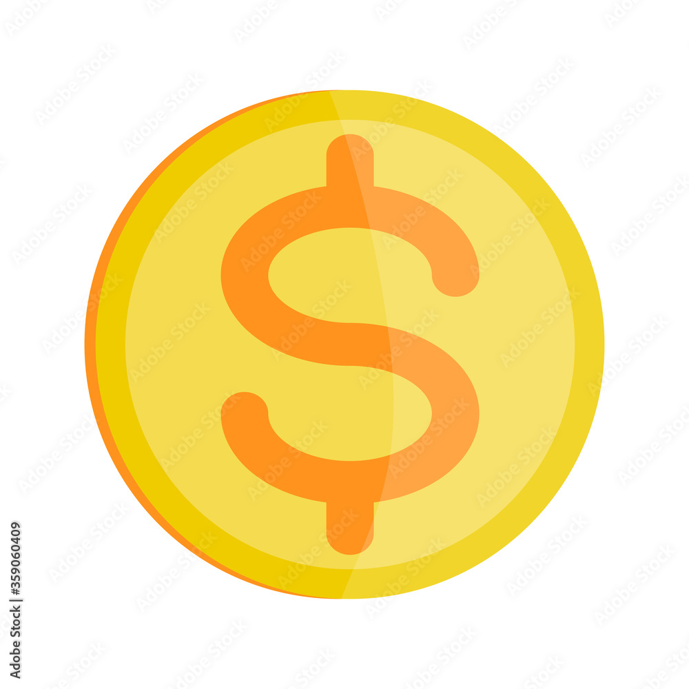 Golden coin money icon with dollar sign isolated vector illustration Golden coin money icon with dollar sign isolated vector illustration