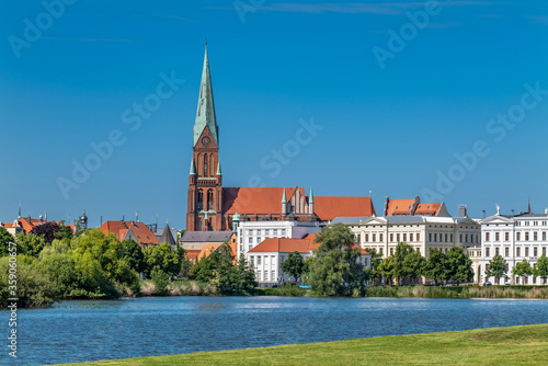 Schwerin, Germany. Cityscape with the Schwerin Cathedral (German: Schweriner Dom). photo