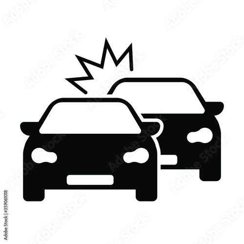 Car accident crush icon black isolated vector illustration