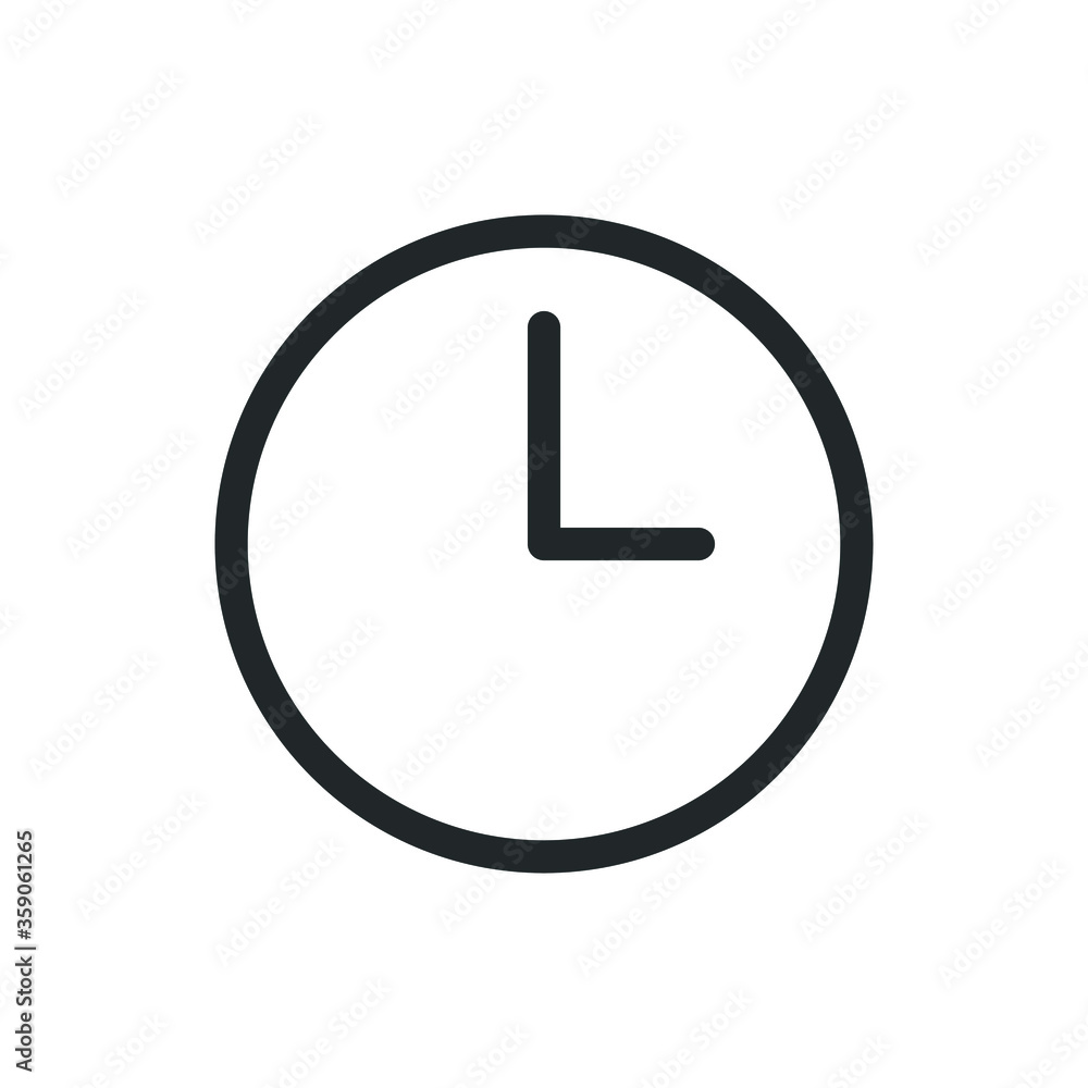Clock Flat Simple Design Icon Timer Button Illustration Isolated On White Background Clock Flat Simple Design Icon Timer Button Illustration Isolated On White Background