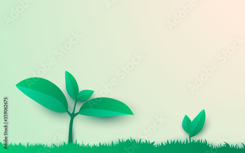 illustration of the life of tree shoots papercut style