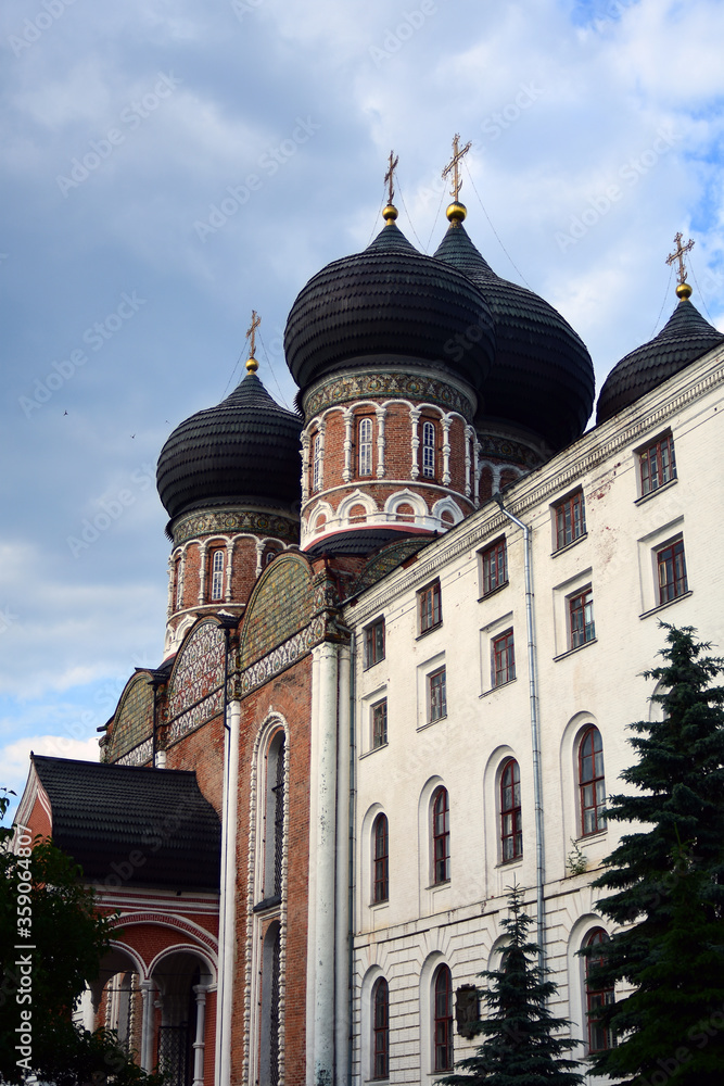 Intercession cathedral. Old architecture of Izmailovo manor in Moscow. Popular landmark. Color photo.	
