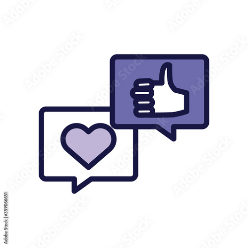 speech bubbles message with social media line style