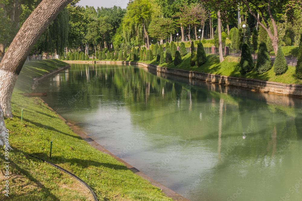 Ankhor canal in the center of Tashkent, Uzbekistan Ankhor canal in the center of Tashkent, Uzbekistan